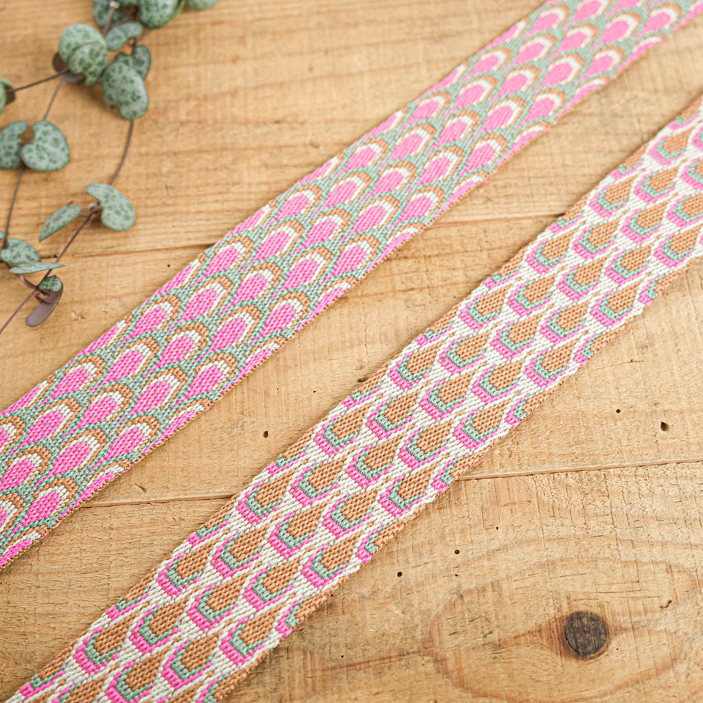 Pink Peacock-Print Strap - Maison Klem